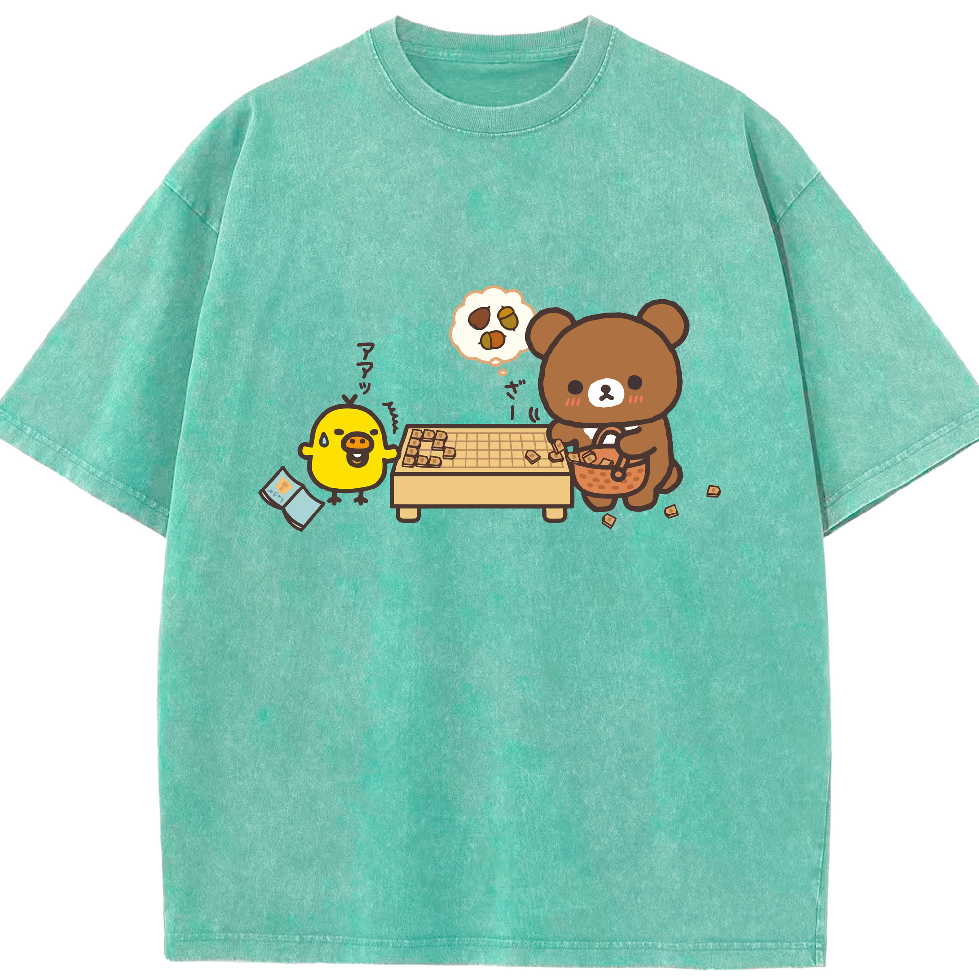 （画像用） リラックマ リラックマ キイロイトリ Rilakkuma Korilakkuma Kiiroitori 綿100% ヴィンテージ風 半袖Tシャツ（フロントプリント）